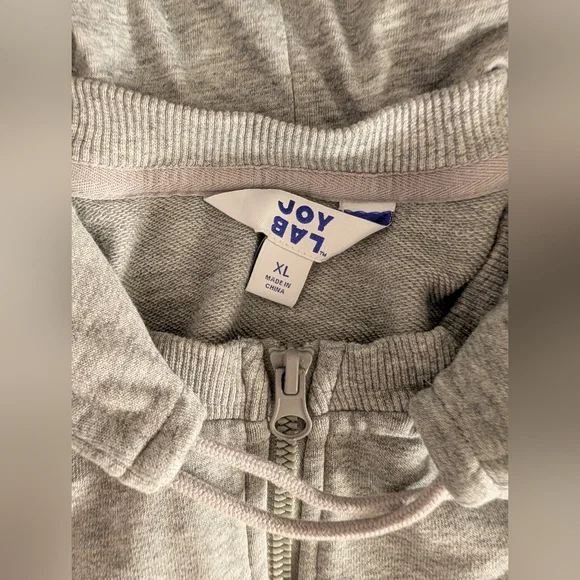 Joy Lab Cropped Full Zip Hoodie Gray Heather - Picture 4 of 6